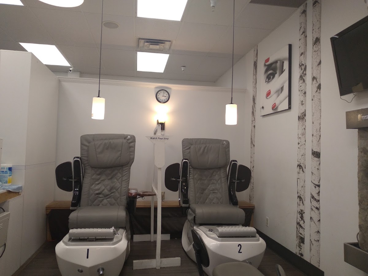 Comfortable pedicure chairs inside the Regal Nails salon